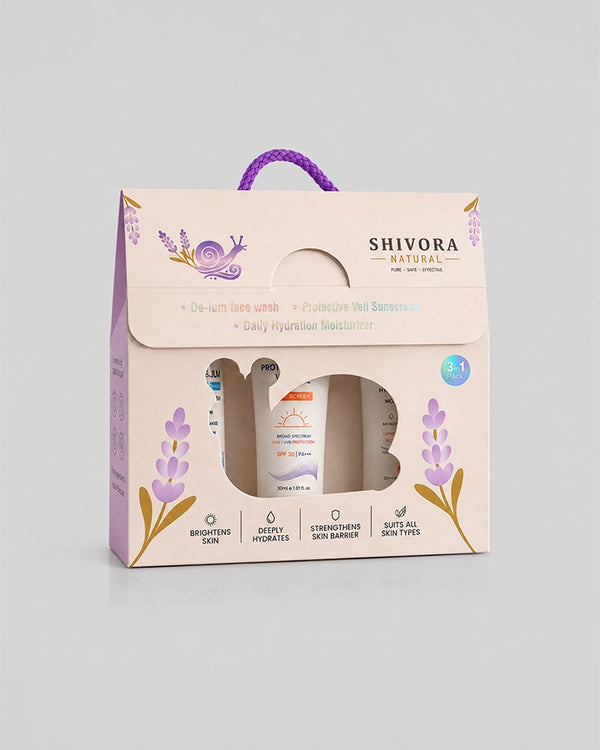 Shivora Natural 3-in-1 Skincare Bundle | Face Wash, Daily Hydration Moisturizer & SPF 30 Sunscreen