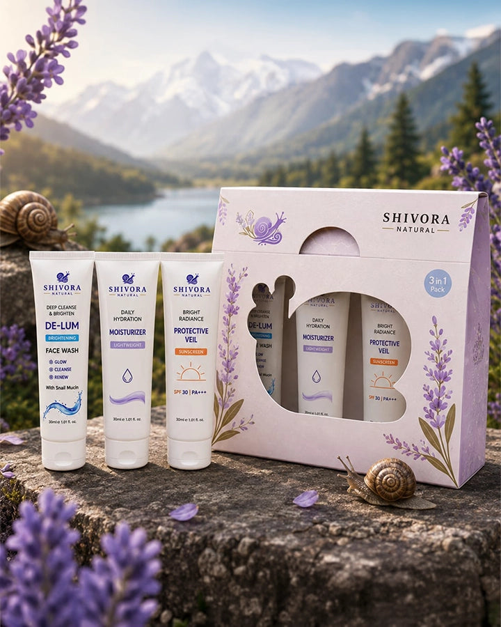 Shivora Natural 3-in-1 Skincare Bundle | Face Wash, Hydrating Moisturizer & SPF 30 Sunscreen