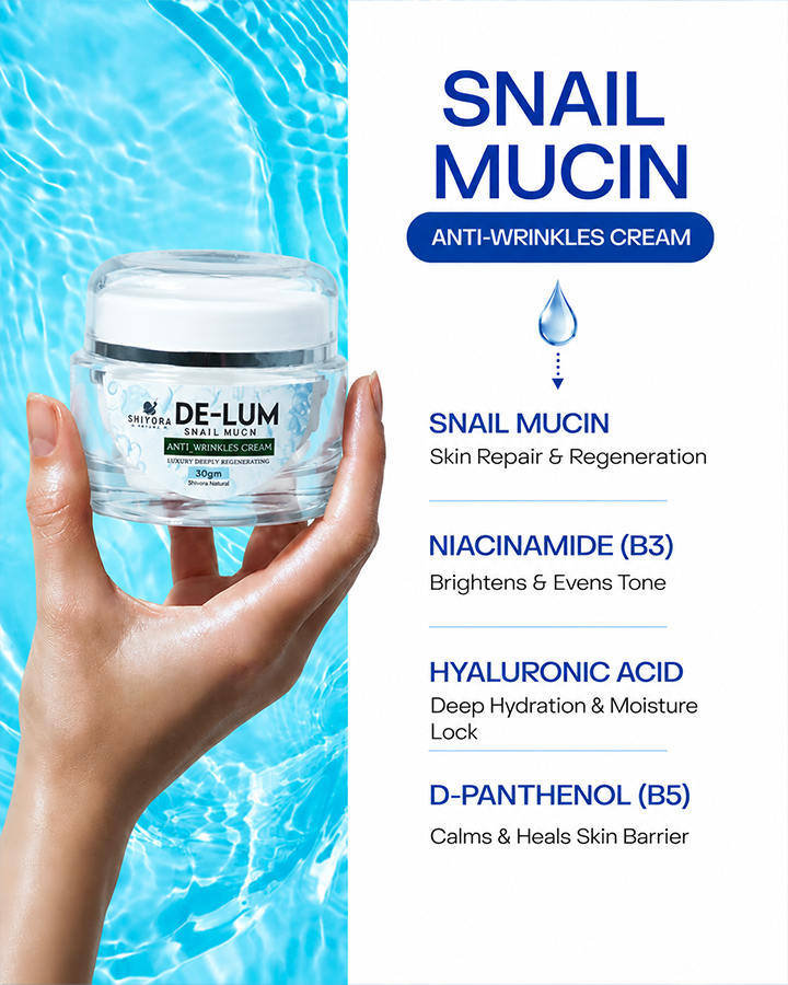 Shivora Natural De-Lum Snail Mucin Anti-Wrinkle Cream 30g