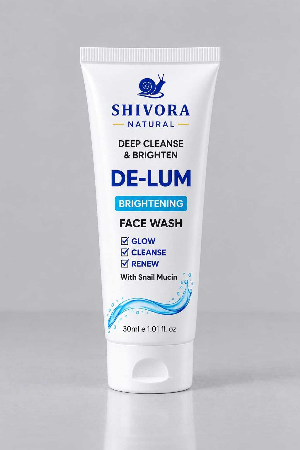 Shivora Natural DE-LUM Snail Mucin Face Wash 30ml – Brightening, Hydrating & Glow-Boosting Cleanser