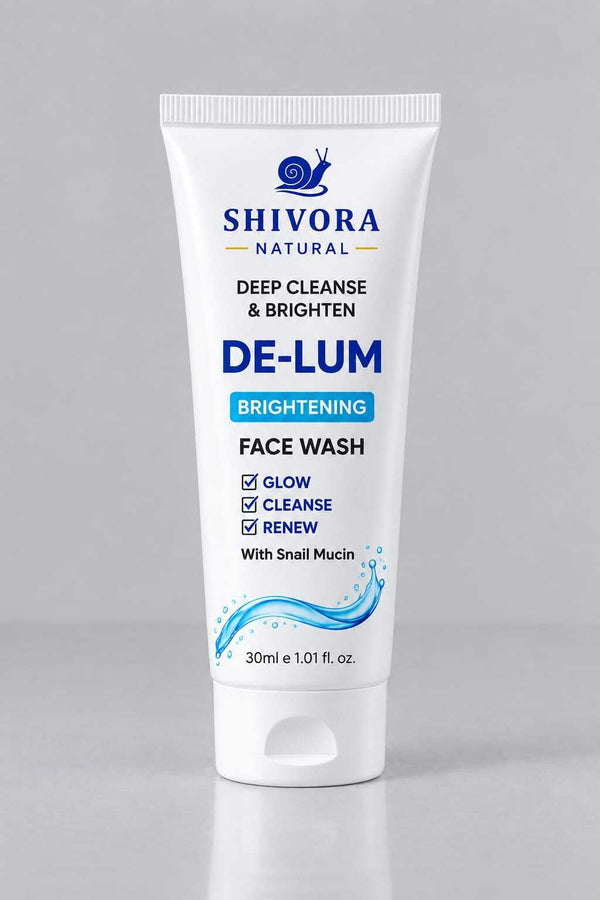 Shivora Natural DE-LUM Snail Mucin Face Wash 30ml – Brightening, Hydrating & Glow-Boosting Cleanser
