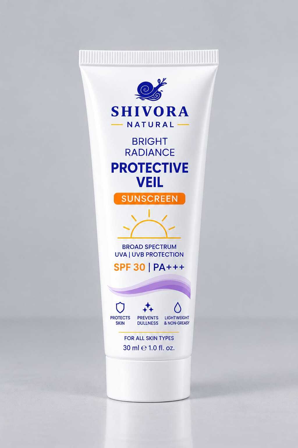Shivora Natural Protective Veil Sunscreen 30ml - Lightweight Daily SPF Face Sunscreen Hydration