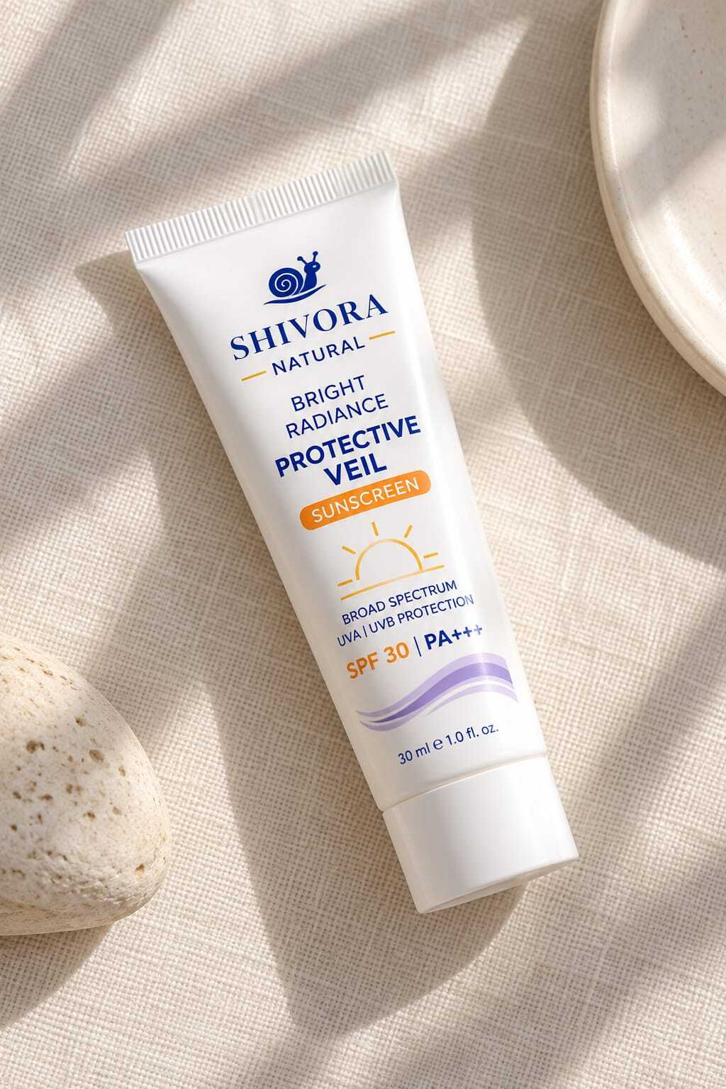 Shivora Natural Protective Veil Sunscreen 30ml - Lightweight Daily SPF Face Sunscreen Hydration