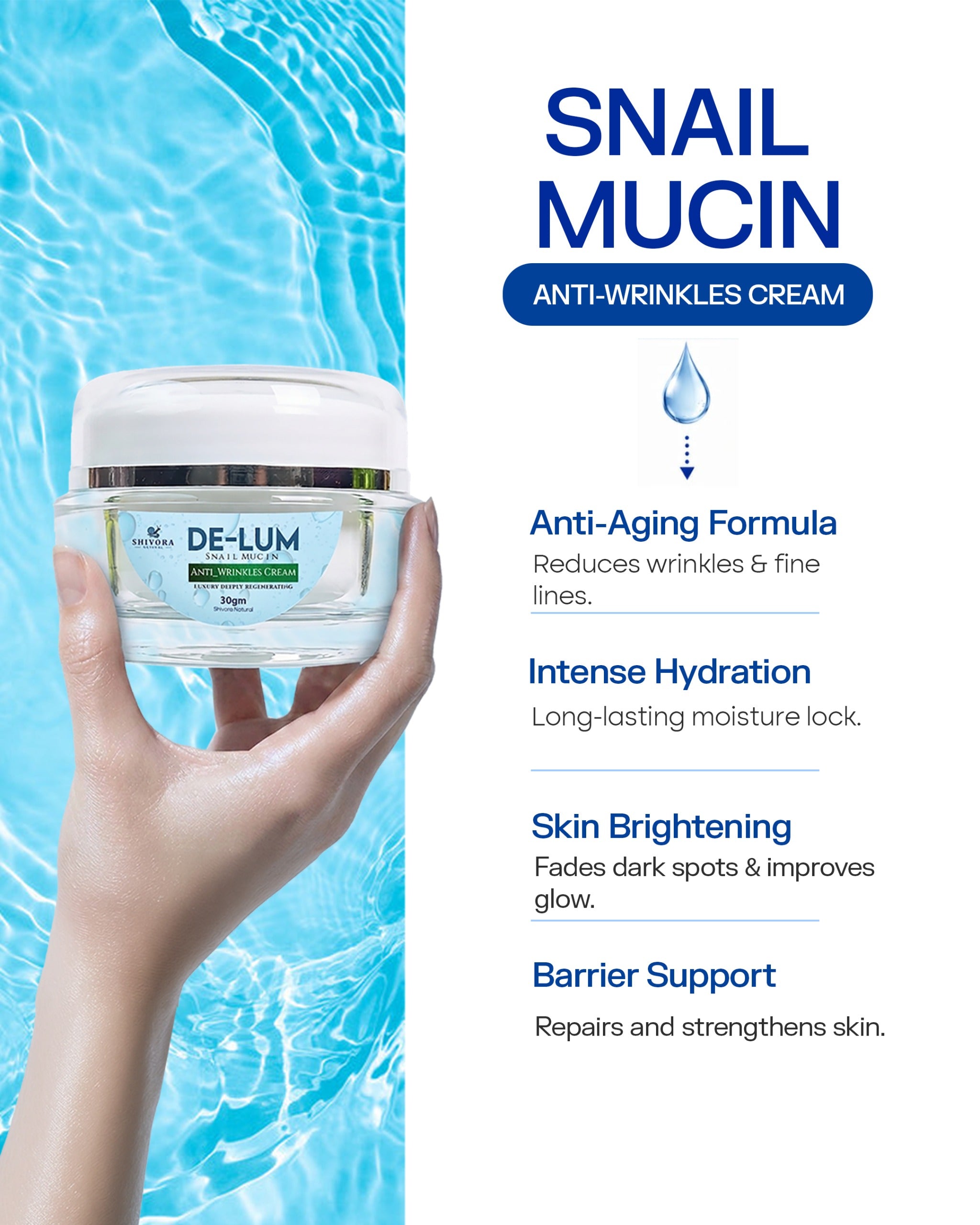 DE-LUM Snail Mucin Anti-Wrinkle Cream (30mg)